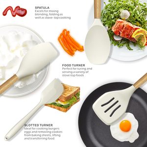 Eco-Friendly Wooden Handle Silicone <b>Kitchen</b> <b>Gadgets</b> Utensil Set <b>Kitchen</b> Utensils Set Silicone Cooking <b>Kitchen</b> Utensils Set - Product Image 3