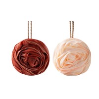 Éponge de douche en maille rose 70G en gros, en stock, grande éponge bulle pour le bain, brosse de nettoyage corporel en PE