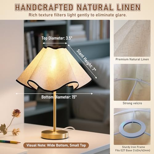 Lampe de table sans fil 5200 mAh à piles, en fer et tissu, pour événements de mariage longue durée - Product Image 3