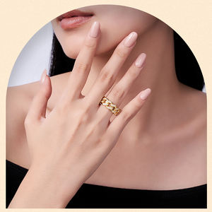 0.66CTW Moissanite cadena cubana chapado en oro plata esterlina 925 estilo Hip Hop para hombres y mujeres joyería anillo de regalo - Product Image 4