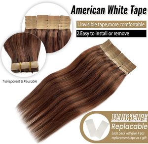 Balayage marrone medio e <span class=keywords><strong>ramato</strong></span> nastro naturale per la trama della pelle Remy in extension per <span class=keywords><strong>capelli</strong></span> extension <span class=keywords><strong>capelli</strong></span> umani <span class=keywords><strong>capelli</strong></span> malisi - Product Image 4