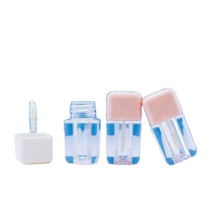 New Arrival pink <b>Mini</b> square Transparent Lip Gloss Tube Bottle Empty Lip Gloss Container Cosmetic Packaging - Product Image 1