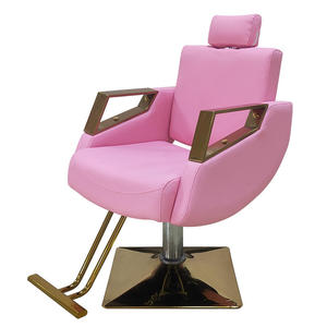 Fauteuil de barbier en cuir PU rose, robuste, avec pompe hydraulique et design pliable, pour l'école et les salons - Product Image 1