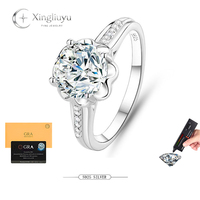 Bague en Moissanite 2 carats couleur D VVS, en Argent Sterling S925, Bague de Fiançailles Scintillante Tendance pour Femme, Vente en Gros Usine