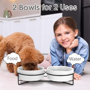 Gamelle en céramique pour chien, double/simple, à alimentation lente, avec support métallique pour chien et chat, vente en gros - Product Image 5