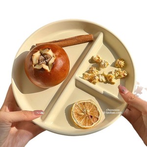 Assiette ronde en céramique, 211, assiette minceur, adaptée aux adultes et aux enfants, plat de service couleur crème. - Product Image 5
