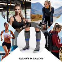 Chaussettes de compression athlétiques personnalisées pour hommes et femmes, 15-20 mmHg, antidérapantes, épaisses, respirantes, pour la course à pied, la route, la montagne