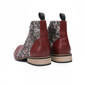 NA661 Bottes de cheville pour hommes à motif Paisley Chaussures en cuir véritable pour hommes Chaussures décontractées de créateur de mode Motif original Bottes derby à lacets - Product Image 6