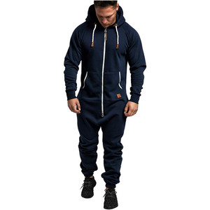 Combinaison en molleton à capuche unie pour homme, tenue de sport décontractée, vêtements à capuche pour homme, salopette, vêtement une pièce - Product Image 5
