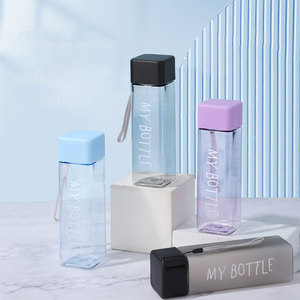 Tùy chỉnh giá bán buôn 480ml thân thiện với môi xách tay nhựa rõ ràng Frosted thể thao chai nước với sợi dây thừng cốc nhựa - Product Image 2