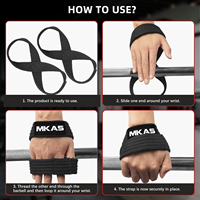 Sangles de musculation antidérapantes MKAS Gym Fitness, sangles de musculation épaisses et durables, sangles de musculation en forme de 8, sangles de musculation pour entraînement croisé, sangles de poignet