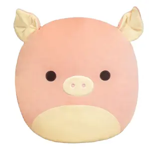 可爱猪毛绒动物儿童玩具批发毛绒动物玩具粉色圆形猪毛绒枕头