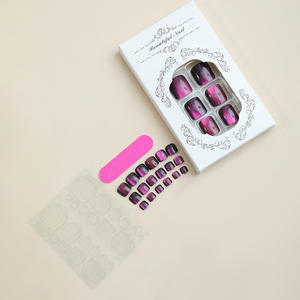 แมวที่สวยงามตาเล็บนิ้วเท้ากดบนเล็บเล็บสีม่วงส่องแสงดาวนิ้วเท้าสแควร์ปลอมประดิษฐ์กดบนเล็บนิ้วเท้า - Product Image 5