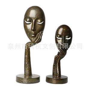 Qi Hang Abstract Face Sculpture Resin Craft Artistic Decor Living Room <b>Desk</b> Ornament - Product Image 3