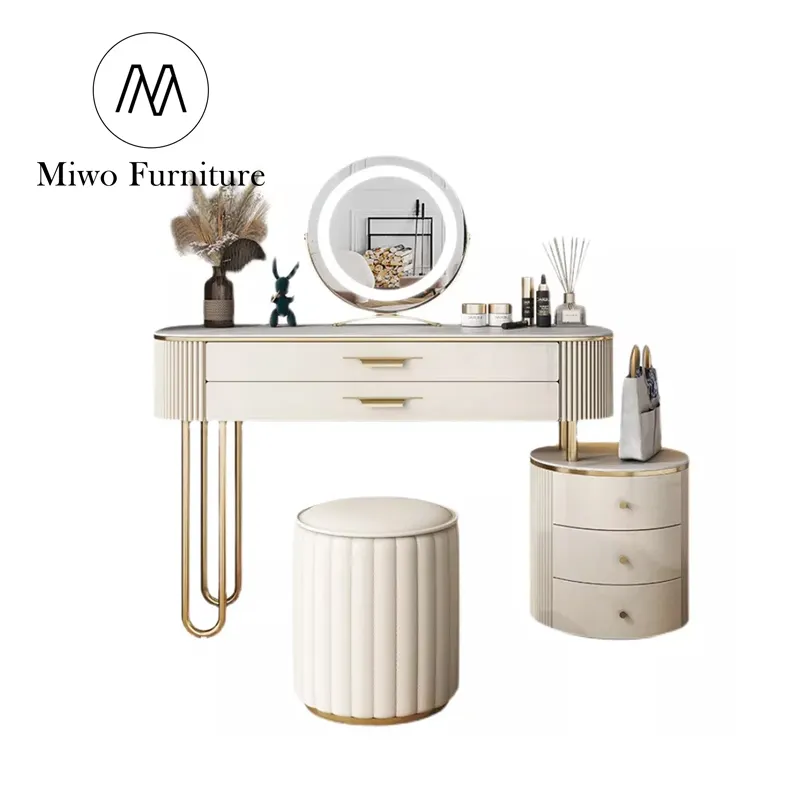 Роскошный белый современный детский туалетный столик, зеркальный стул, комбинированная мебель, комод, современный Зеркальный туалетный столик