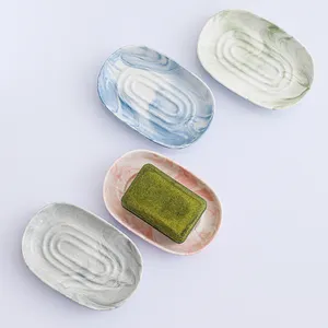 Wholesale Eco Friendly Hotel Elegant Marble Bathroom Shower Soap Bar Holder Tray Bathtub Mini Ceramic Soap Dish