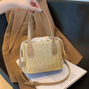 Women's 2024 Spring Woven Handheld <b>Tote</b> <b>Bag</b> Single Strap Portable Crossbody Vacation <b>Bag</b> with Polyester Lining - Product Image 6