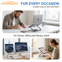 Support d'ordinateur portable réglable en acier au carbone, support de bureau, base pivotante à 360 degrés, hauteur réglable de 35 à 180 mm, silicone