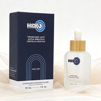 Flacon en verre dépoli pour sérum 30 ml avec bouchon en bambou, huile scintillante pour le corps, bronzant, formule nourrissante pour les cheveux, emballage avec boîte