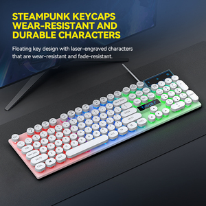 Vente flash <span class=keywords><strong>Clavier</strong></span> mécanique rétro 104 touches filaire USB <span class=keywords><strong>Clavier</strong></span> de jeu éclairé Lumières arc-en-ciel <span class=keywords><strong>Clavier</strong></span> filaire punk pour joueur - Product Image 4