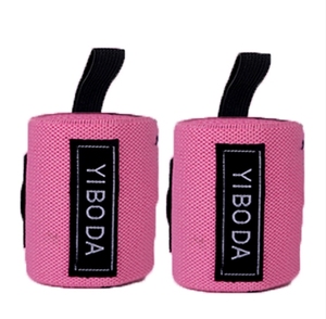 Muñequeras de poliéster para levantamiento de pesas para gimnasio con logotipo personalizado, muñequeras de nailon Spandex, soporte para Palma, funda para pulgar, elasticidad ajustable con cordones - Product Image 2