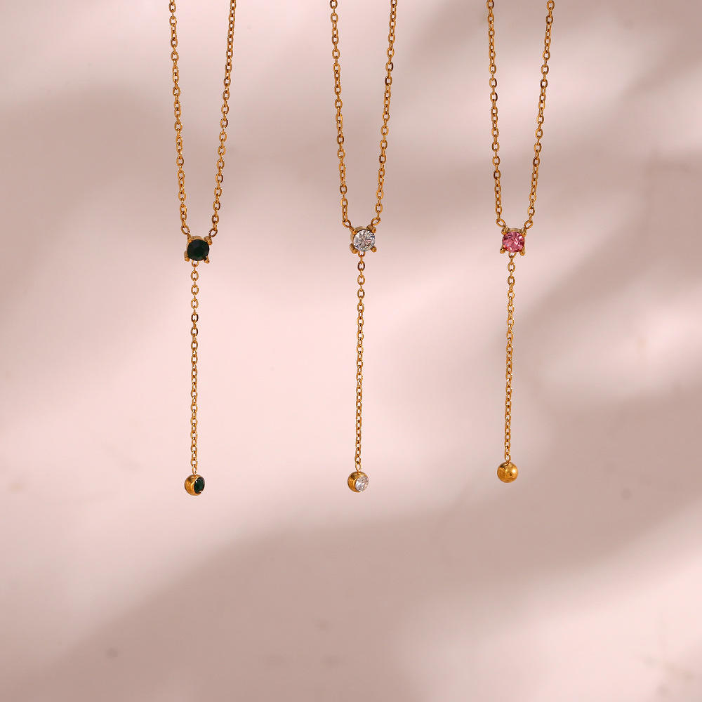 Fashion O Chain Necklace Zircon Necklace for Girls Tassel Long Chain  Necklace Pendant Jewelry