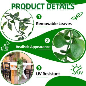 Plante suspendue en feuilles de raisin vert lierre simulé en soie, décoration intérieure, cour, plafond, escalier, vignes - Product Image 5