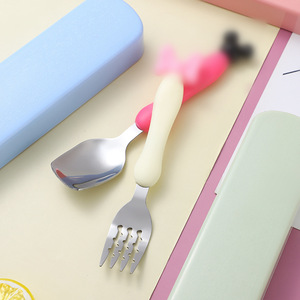 Nhựa xử lý thép không gỉ Toddler trẻ em trẻ em Bộ đồ ăn Mickey Mouse muỗng nĩa cho bé - Product Image 3