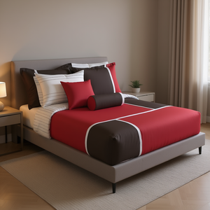 Ensemble de housse de couette Kike Queen Size, 10 pièces, rayé, literie moderne, usage domestique, polyester et coton tissé - Product Image 2