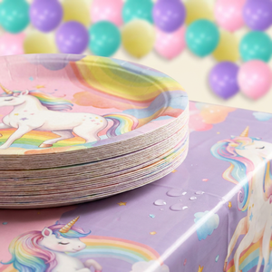 Kit de Fiesta de <span class=keywords><strong>Cumpleaños</strong></span> Unicornio Arcoíris de un Solo Clic, 45 Piezas, Juego Completo con Pancarta, Globos, Vajilla, Artículos para el Primer <span class=keywords><strong>Cumpleaños</strong></span> de Niños - Product Image 6