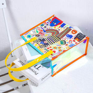 Sac à main pour femme en PVC écologique, réutilisable, imperméable, sac de shopping en PVC pour femme, sac d'épicerie imprimé avec logo pour femme - Product Image 6