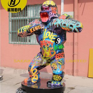Estatua de gorila de resina FRP personalizada de alta calidad, escultura de Animal de estilo moderno para fábricas, decoraciones de exteriores de gorila con grafiti - Product Image 6