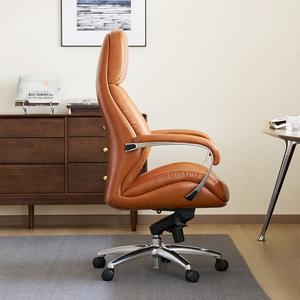 Chaise de direction en cuir huilé vintage de qualité supérieure 115 °   Chaise de bureau ergonomique inclinable pour PDG - Product Image 5