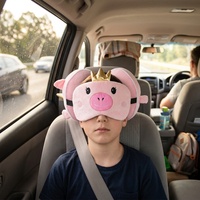 Oreiller de voyage 2-en-1 multifonctionnel en peluche douce en forme de cochon avec masque pour les yeux pour voiture et avion, pour enfants et adultes