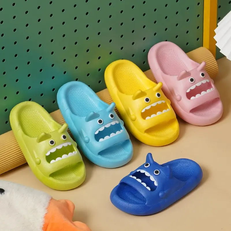 2023 Cartoon Slippers For Children Non-slip PVC Kids Flat Sandals Boys Monster Flip Flops Slippers