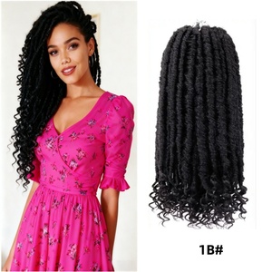 Tresses Crochet Faux Locs Déesse Droites 18 Pouces, Lot de 12 Mèches, Extensions de Cheveux Synthétiques <span class=keywords><strong>Dreadlocks</strong></span> avec Pointes Bouclées - Product Image 1