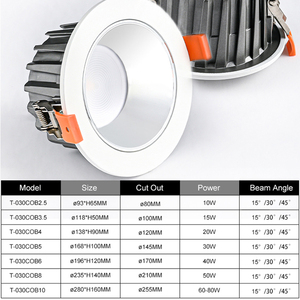 Chiếu Sáng Thương Mại 40 Watt <span class=keywords><strong>Led</strong></span> Downlight <span class=keywords><strong>Led</strong></span> Downlight Linh Kiện <span class=keywords><strong>High</strong></span> <span class=keywords><strong>Power</strong></span> Spotlight Vòng Trần Lõm Ánh Sáng Tại Chỗ - Product Image 3
