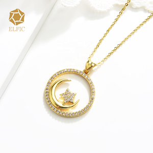 Delicata Collana in Rame Placcato Oro 14K con Zirconi, Ciondolo a Cuore <span class=keywords><strong>Sole</strong></span> Luna <span class=keywords><strong>Mamma</strong></span>, Catena Trendy da Donna per <span class=keywords><strong>la</strong></span> Clavicola, Gioielli alla Moda per <span class=keywords><strong>la</strong></span> Festa della <span class=keywords><strong>Mamma</strong></span> - Product Image 2