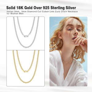 RINNTIN BSC60 prezzo all'ingrosso 3mm 5mm diamante taglio cordolo collana a maglia in argento <span class=keywords><strong>Sterling</strong></span> 925 gioielli uomini catena a maglie cubane - Product Image 2
