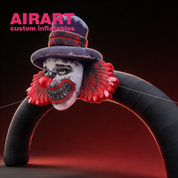 Arche Gonflable Noire Clown en Tissu Oxford 420D – Entrée Gonflable Portable et Durable pour Événements d'Halloween