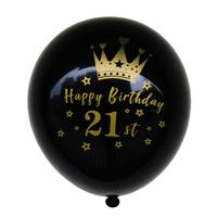12 Zoll Schwarzer Goldfolien-Kronendruck Latexballon Happy Birthday Ballon für Erwachsene Meilenstein-Geburtstag Jubiläumsfeier
