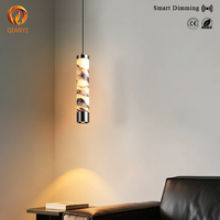 Lustre suspendu en marbre alabaste intelligent à gradation lumineuse Japandi, style Wabi Sabi, CCT, luminaire linéaire suspendu pour chambre à coucher, îlot de cuisine