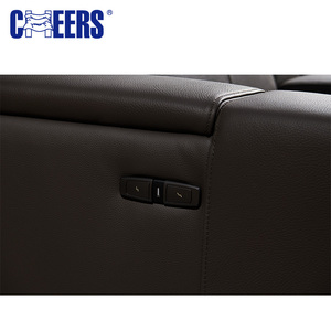 Sofá Seccional Reclinable <span class=keywords><strong>Manwah</strong></span> Cheers Power Moderno de Cuero Genuino con Estructura Metálica Extensible para Sala de Estar - Product Image 6