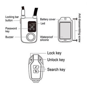 Cerradura de <span class=keywords><strong>cable</strong></span> inteligente de autenticación <span class=keywords><strong>dual</strong></span> segura y confiable Cerradura de <span class=keywords><strong>cable</strong></span> de alarma digital para espacios públicos - Product Image 3