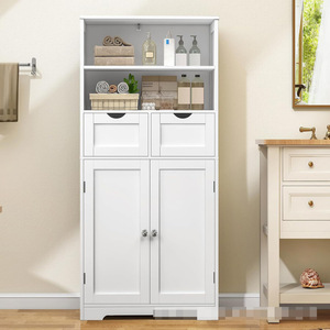 Étagère de rangement réglable en bois de style français, armoire de salle de bain surélevée, durable, gain de place, pour appartement, villa, hôtel - Product Image 1