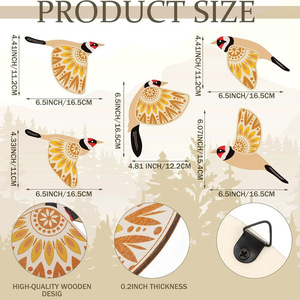 5 חתיכות עץ ציפור מעופפת קישוט קיר חובבי ציפורים תליון אמנות ביתית - Product Image 4
