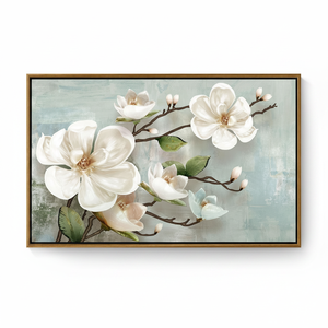 Soft Ivory Floral <b>Wall</b> <b>Art</b>: Magnolia Blossom Printed Canvas,GOLD <b>FRAMED</b> CANVAS - Product Image 2