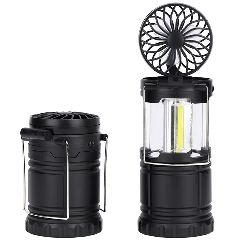 Portable Waterproof COB LED Camping Lanterns Fan Lamps Outdoor Tent Flash lights Battery Lantern 360 light