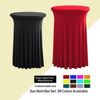 Housse de table ronde moderne Sun Skirt en soie de lait extensible, anti-poussière, pour banquet, mariage, bar, noire