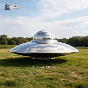 Scultura UFO Moderna in Acciaio Inossidabile Lucidato a Specchio, Decorazione per Giardino, Prato, Parco, Centrotavola Artistico - Product Image 2